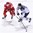 PARIS, FRANCE - MAY 5: Finland's Joonas Kemppainen #23 carries the puck up the ice while Belarus's Ilya Shinkevich #8 stick checks during preliminary round at the 2017 IIHF Ice Hockey World Championship. (Photo by Matt Zambonin/HHOF-IIHF Images)